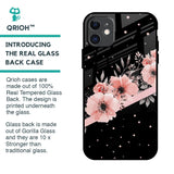 Floral Black Band Glass Case For iPhone 11