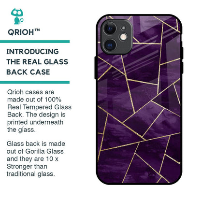 Geometric Purple Glass Case For iPhone 11