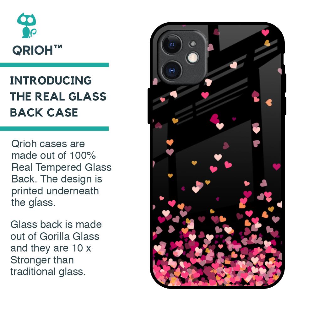 Heart Rain Fall Glass Case For iPhone 11