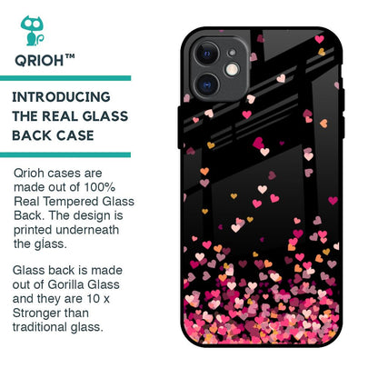 Heart Rain Fall Glass Case For iPhone 11
