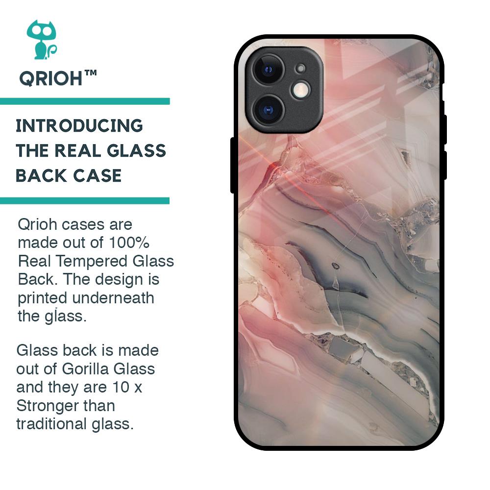 Pink And Grey Marble Glass Case For iPhone 11