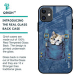 Kitty In Pocket Glass Case For iPhone 11