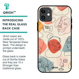 Abstract Faces Glass Case for iPhone 11