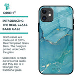 Blue Golden Glitter Glass Case for iPhone 11