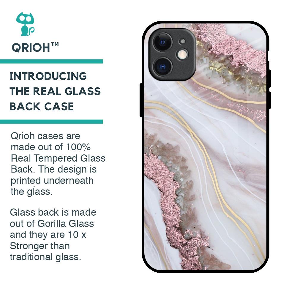 Pink & Gold Gllitter Marble Glass Case for iPhone 11