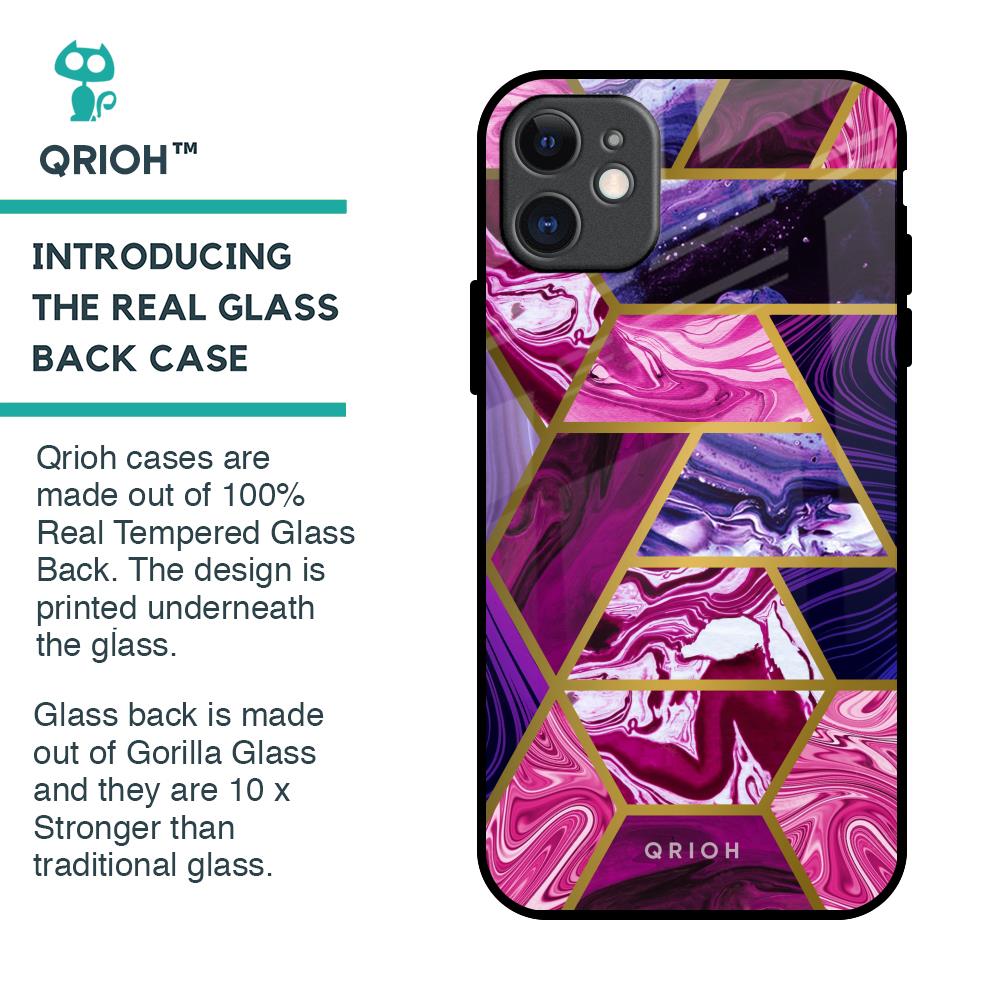 Electroplated Geometric Marble Glass Case for iPhone 11