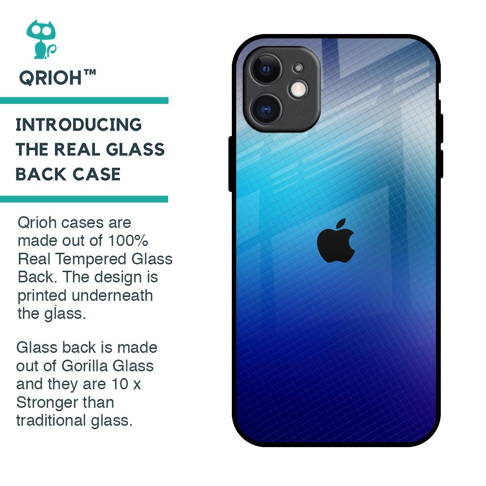 Blue Rhombus Pattern Glass Case for iPhone 11