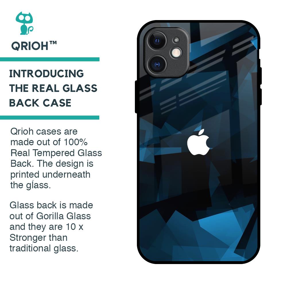 Polygonal Blue Box Glass Case For iPhone 11