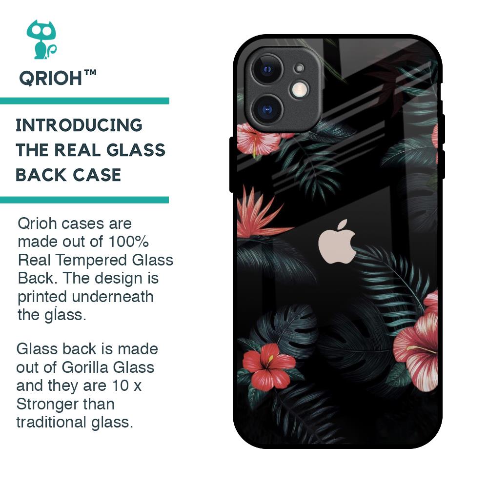 Tropical Art Flower Glass Case for iPhone 11