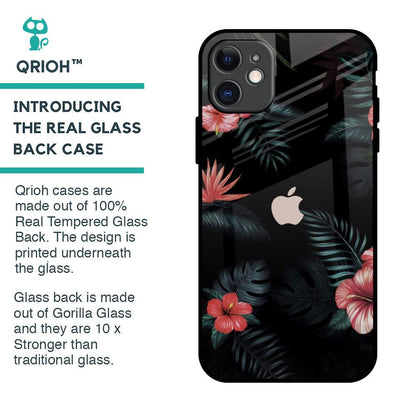 Tropical Art Flower Glass Case for iPhone 11