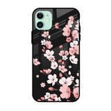 Black Cherry Blossom Apple iPhone 11 Glass Cases & Covers Online