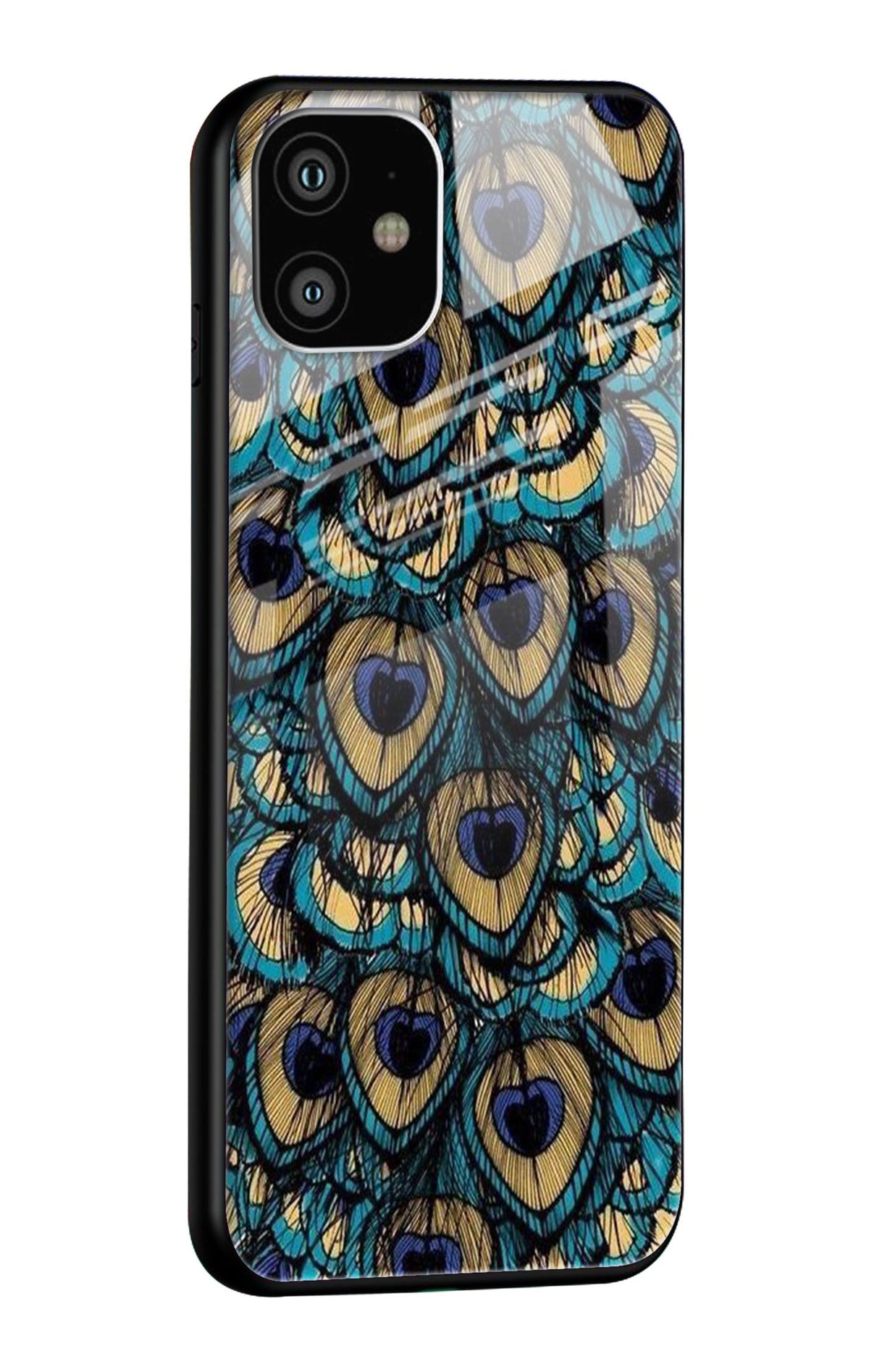 Peacock Feathers Glass case for iPhone 12