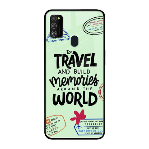 Travel Stamps Samsung Galaxy M30s Glass Back Cover Online