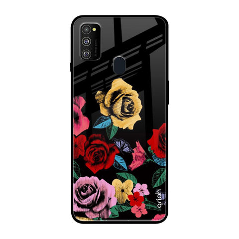 Floral Decorative Samsung Galaxy M30s Glass Back Cover Online