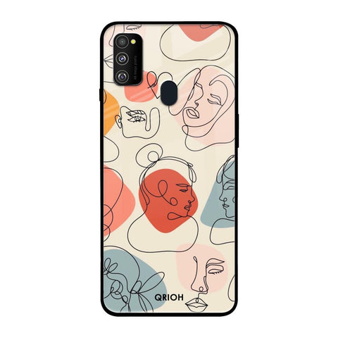 Abstract Faces Samsung Galaxy M30s Glass Back Cover Online