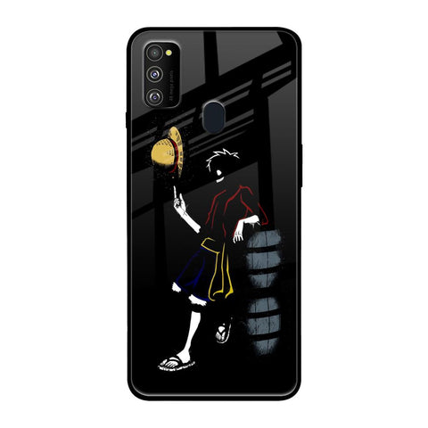 Luffy Line Art Samsung Galaxy M30s Glass Back Cover Online