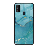 Blue Golden Glitter Samsung Galaxy M30s Glass Back Cover Online