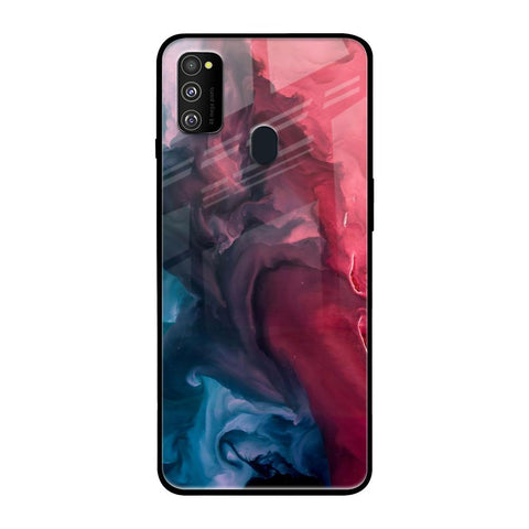 Blue & Red Smoke Samsung Galaxy M30s Glass Back Cover Online