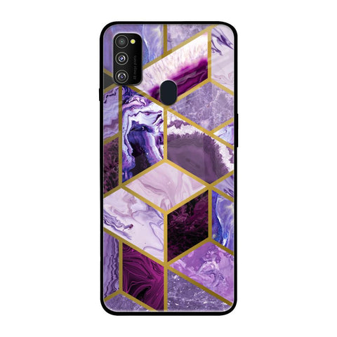 Purple Rhombus Marble Samsung Galaxy M30s Glass Back Cover Online
