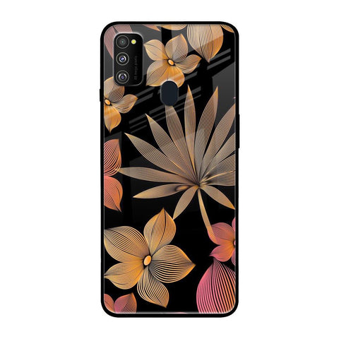 Lines Pattern Flowers Samsung Galaxy M30s Glass Back Cover Online
