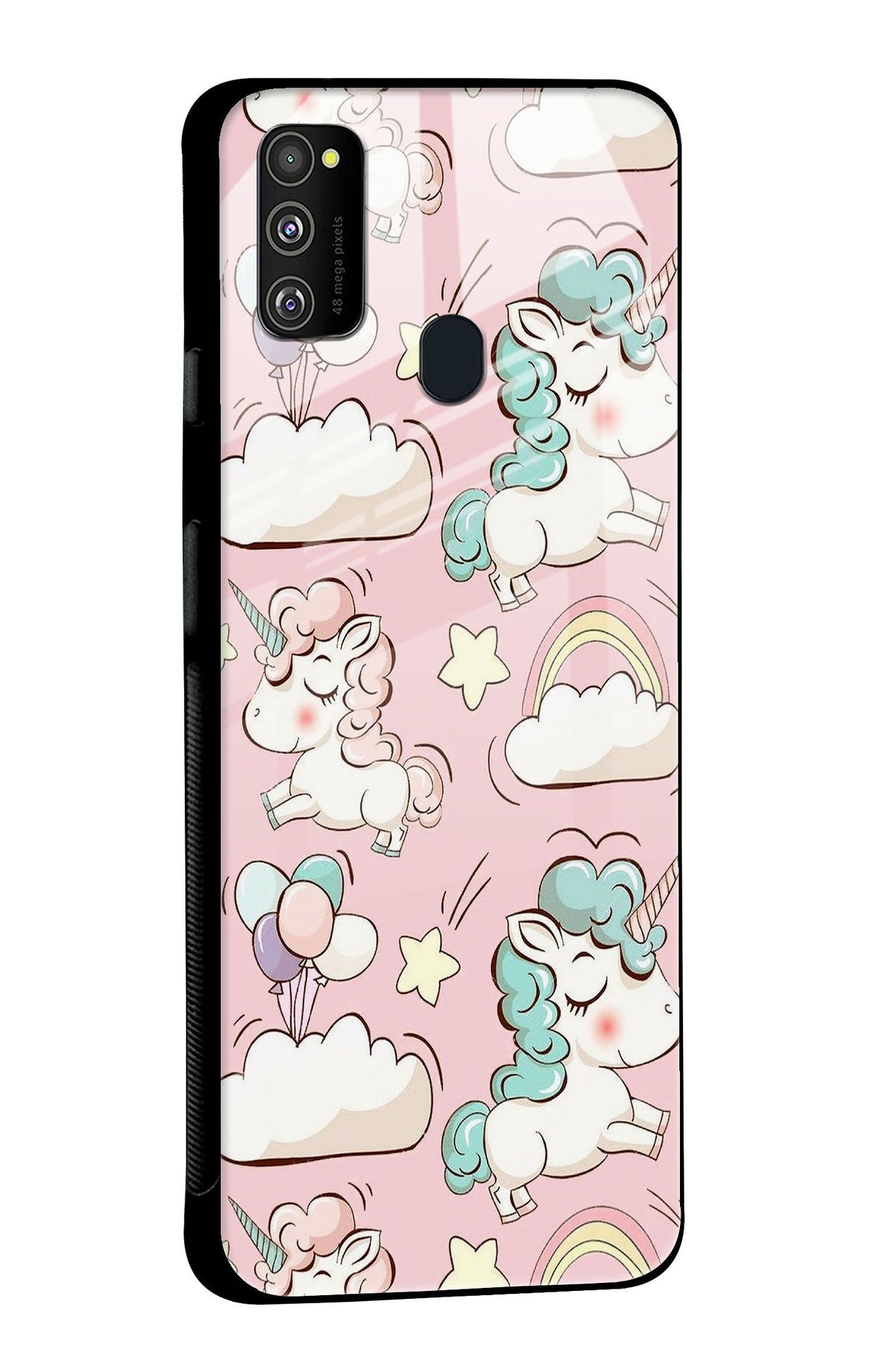 Balloon Unicorn Glass case for Samsung Galaxy M30s