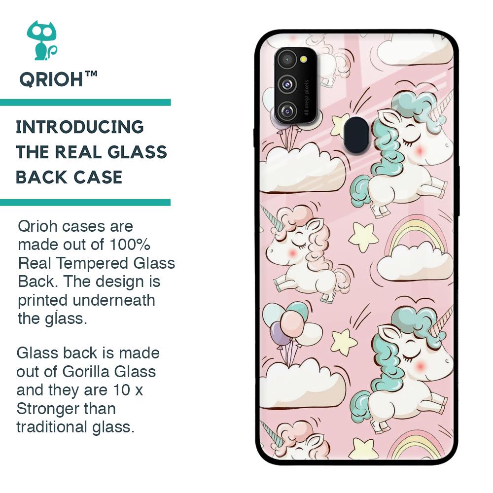 Balloon Unicorn Glass case for Samsung Galaxy M30s