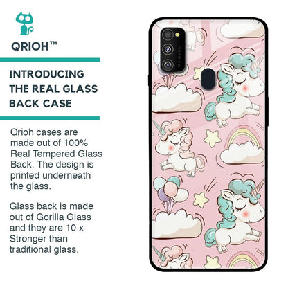 Balloon Unicorn Glass case for Samsung Galaxy M30s