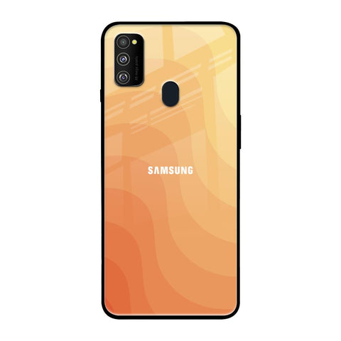 Orange Curve Pattern Samsung Galaxy M30s Glass Back Cover Online