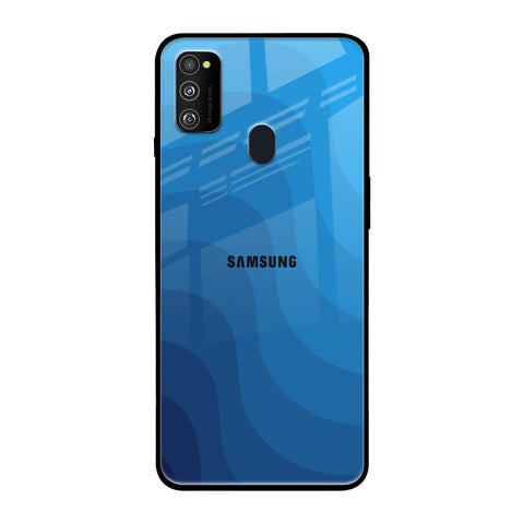 Blue Wave Abstract Samsung Galaxy M30s Glass Back Cover Online