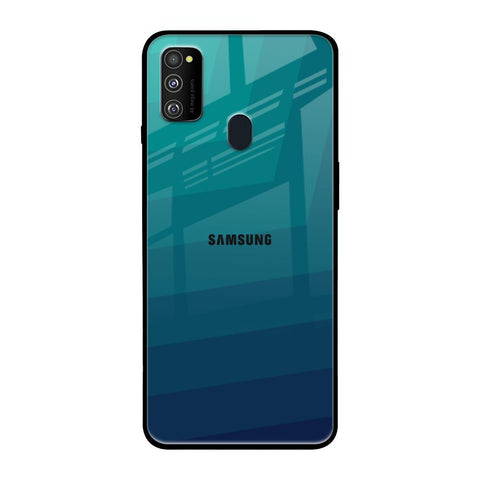 Green Triangle Pattern Samsung Galaxy M30s Glass Back Cover Online