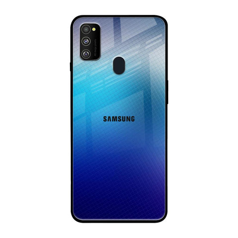 Blue Rhombus Pattern Samsung Galaxy M30s Glass Back Cover Online
