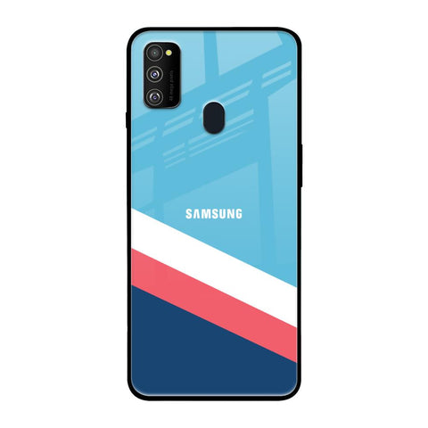 Pink & White Stripes Samsung Galaxy M30s Glass Back Cover Online