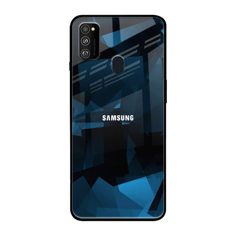 Polygonal Blue Box Samsung Galaxy M30s Glass Back Cover Online