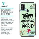 Travel Stamps Glass Case for Samsung Galaxy M30s