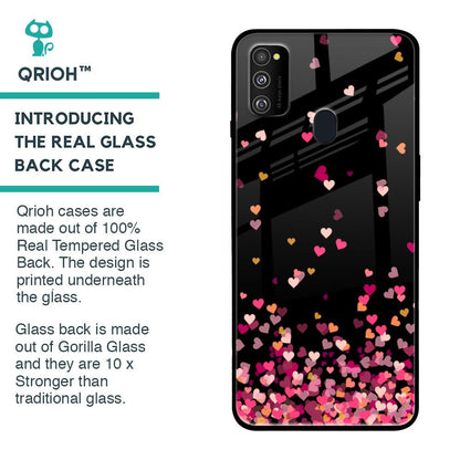 Heart Rain Fall Glass Case For Samsung Galaxy M30s