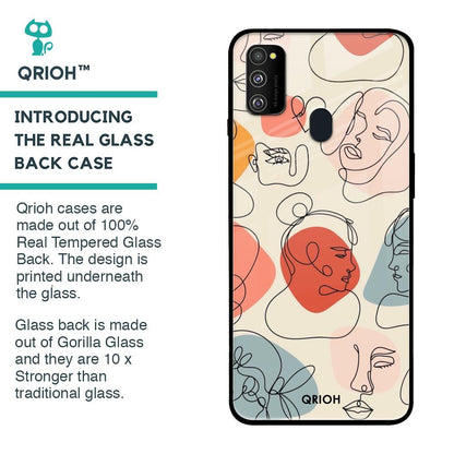 Abstract Faces Glass Case for Samsung Galaxy M30s
