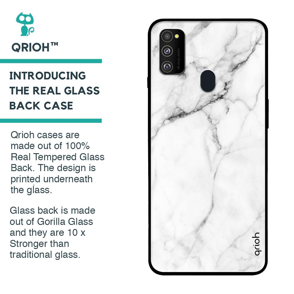 Modern White Marble Glass case for Samsung Galaxy M30s