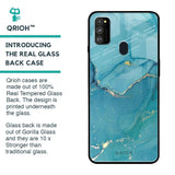 Blue Golden Glitter Glass Case for Samsung Galaxy M30s