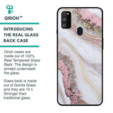 Pink & Gold Gllitter Marble Glass Case for Samsung Galaxy M30s