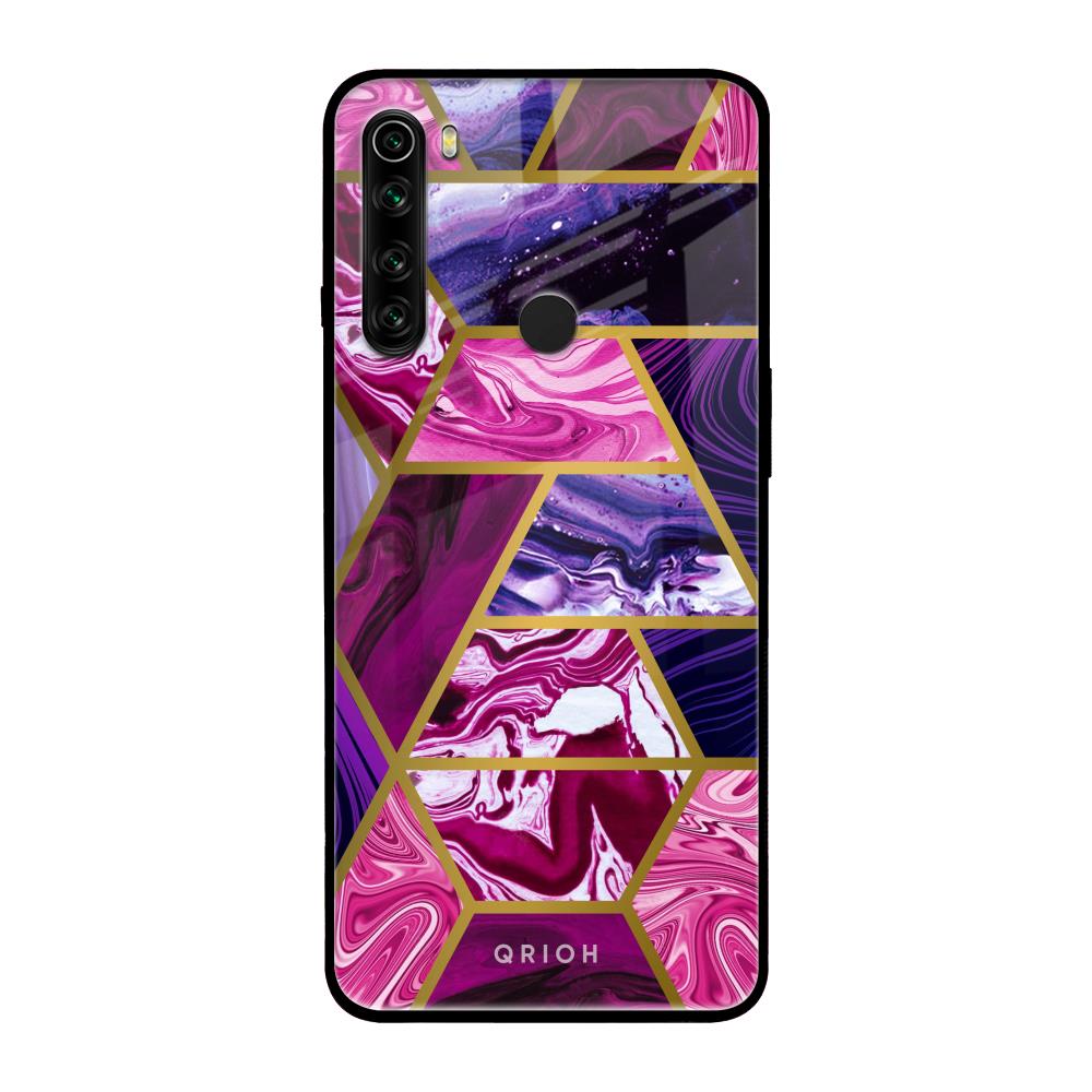 Electroplated Geometric Marble Xiaomi Redmi Note 8 Glass Back Cover Online