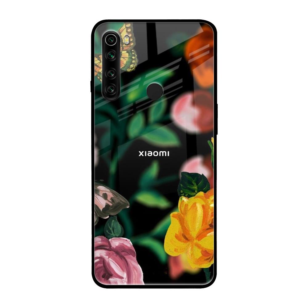 Flowers & Butterfly Xiaomi Redmi Note 8 Glass Back Cover Online
