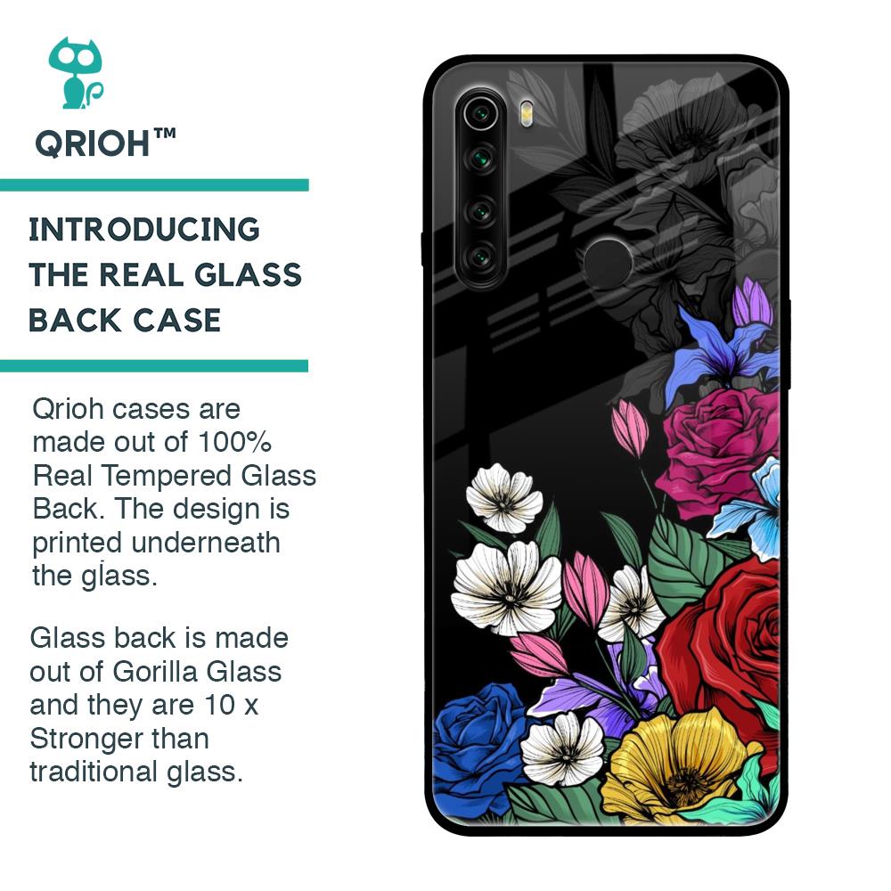 Rose Flower Bunch Art Glass Case for Xiaomi Redmi Note 8