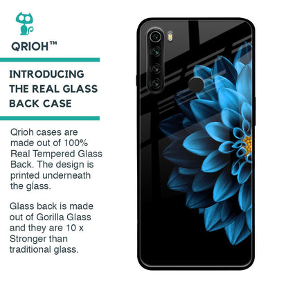 Half Blue Flower Glass Case for Xiaomi Redmi Note 8