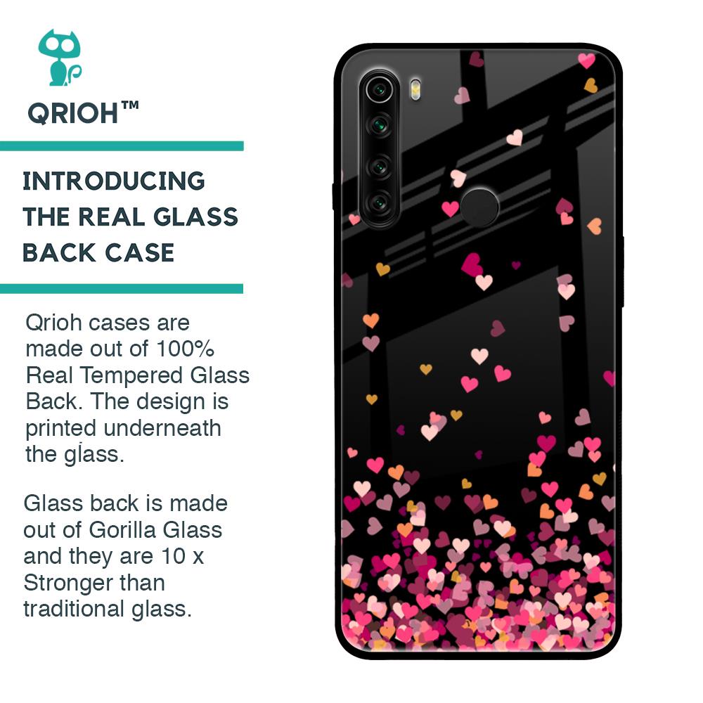 Heart Rain Fall Glass Case For Xiaomi Redmi Note 8