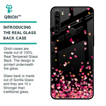 Heart Rain Fall Glass Case For Xiaomi Redmi Note 8
