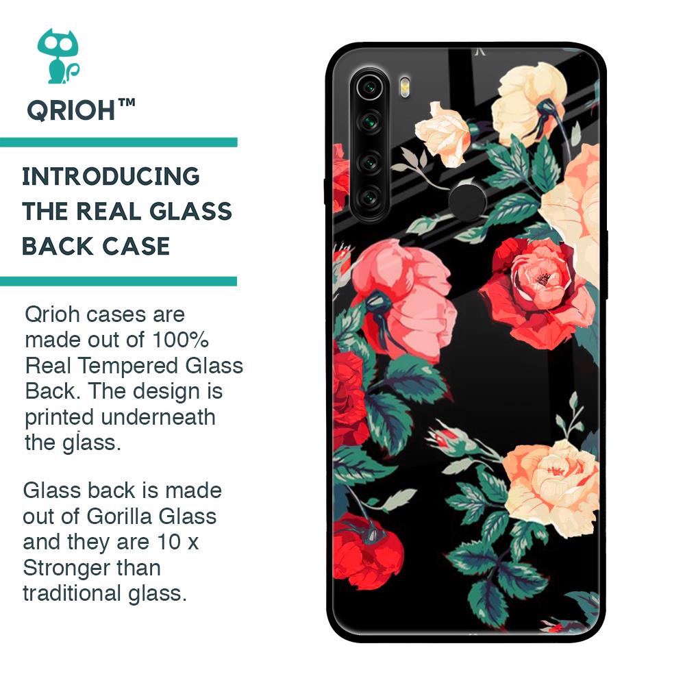 Floral Bunch Glass Case For Xiaomi Redmi Note 8