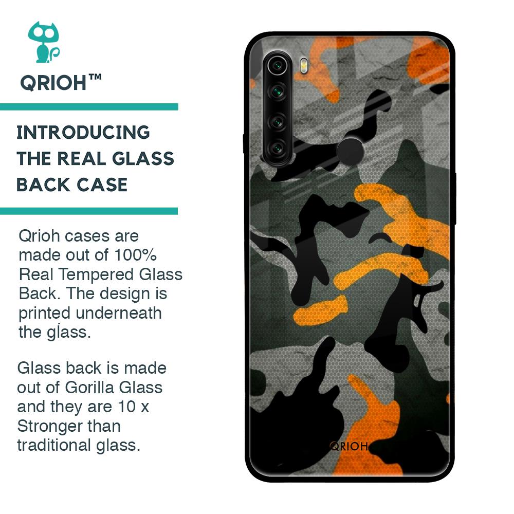 Camouflage Orange Glass Case For Xiaomi Redmi Note 8