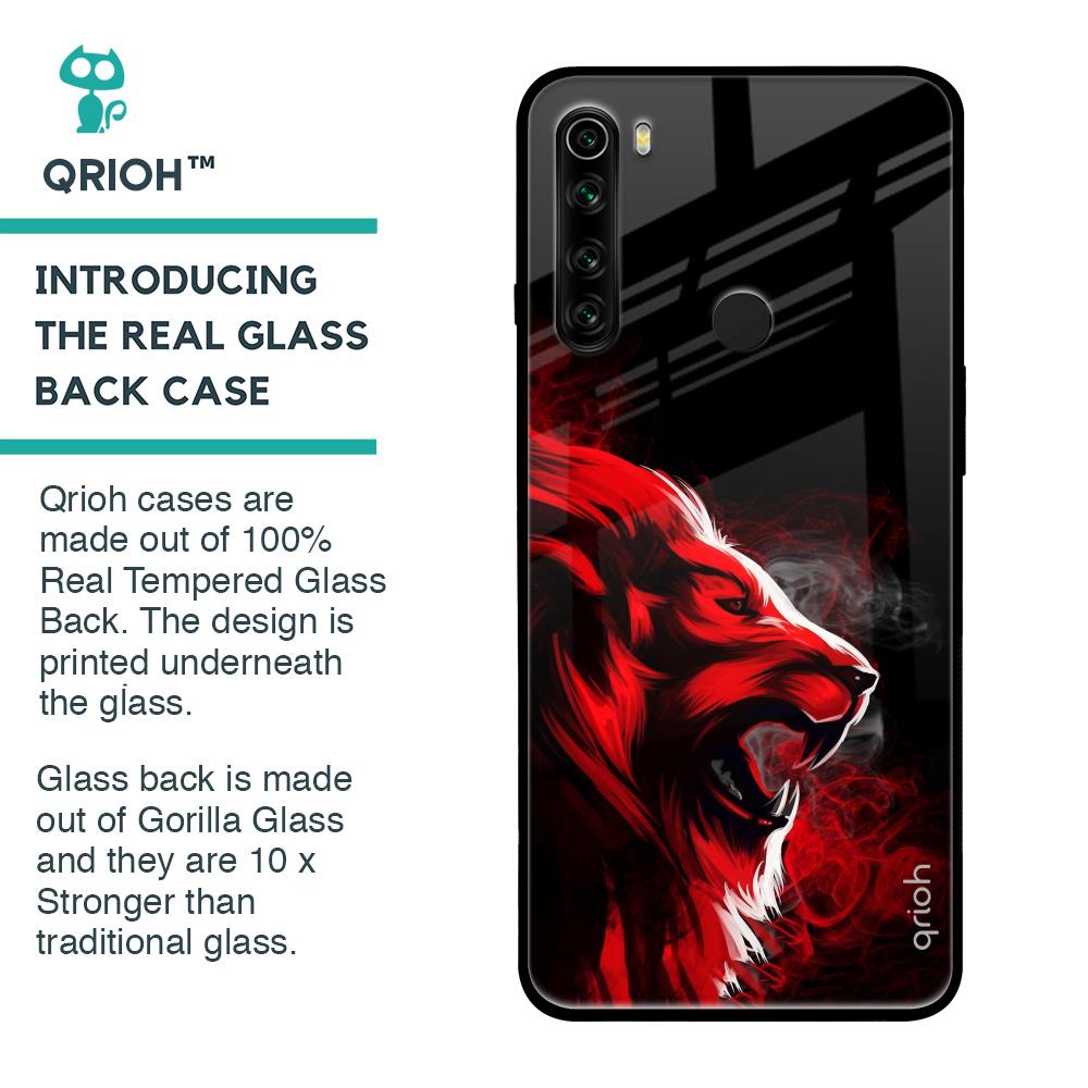 Red Angry Lion Glass Case for Xiaomi Redmi Note 8