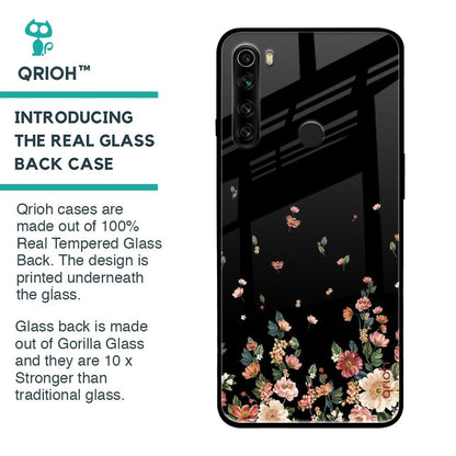 Floating Floral Print Glass Case for Xiaomi Redmi Note 8