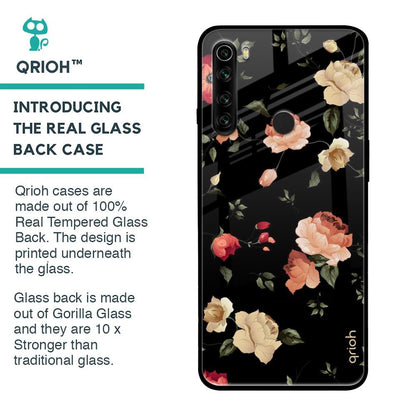 Black Spring Floral Glass Case for Xiaomi Redmi Note 8